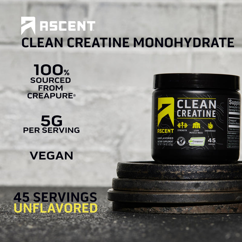 [Australia] - Ascent Clean Creatine Monohydrate Powder - 5G Per Serving, Creapure Creatine Supplement - Unflavored, 45 Servings 