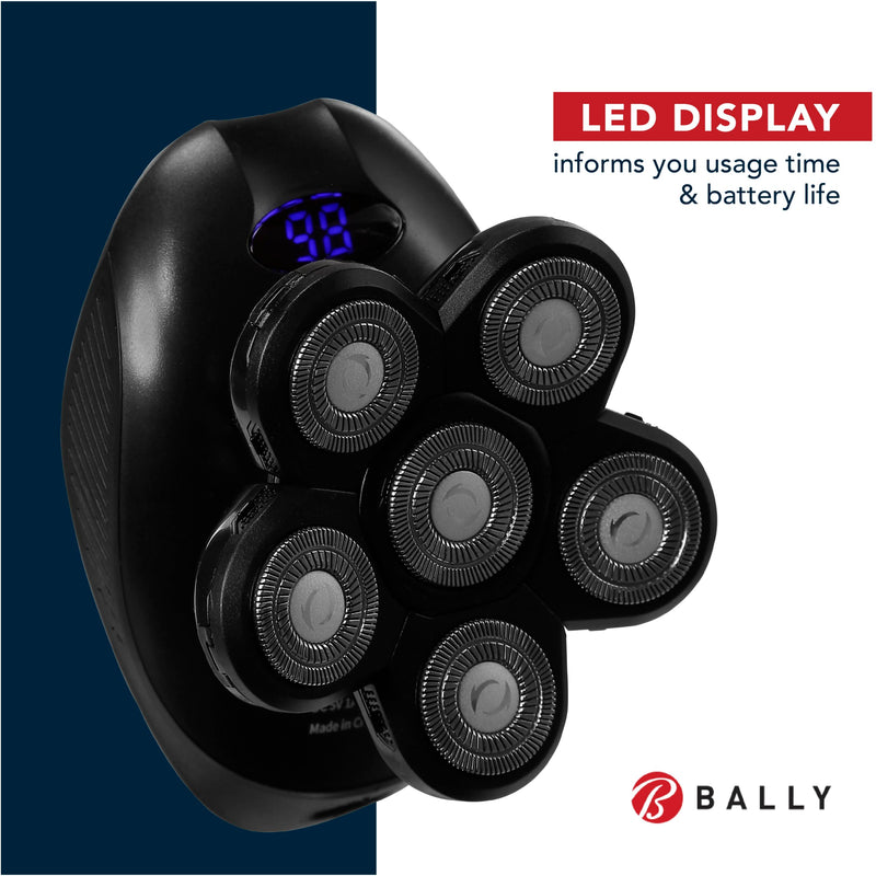 [Australia] - Bally 6 Head Floating Shaver, Total Grooming with 6-in-1 Multi-Functional Electric Floating Shaver, 6 Heads, LED Display, Lithium Rechargeable, 50 Min Usage 