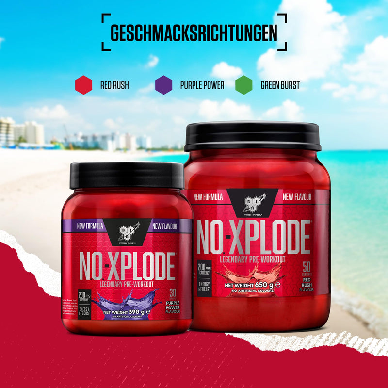 [Australia] - BSN Nutrition N.O.-Xplode pre-workout powder dietary supplement, more energy and concentration with caffeine, amino acids, vitamin C and zinc, Purple Power flavor, 50 servings, 650 g 