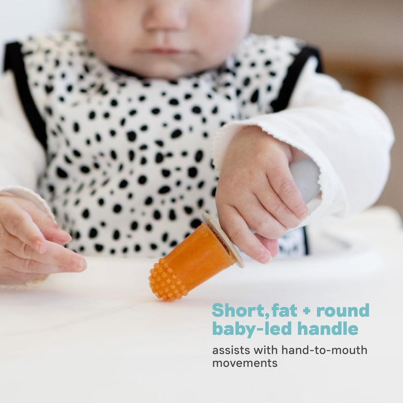 [Australia] - ezpz Tiny Pops (Pewter) - Popsicle Mold Set with Wands for Infants 4 Months + - Two Pack - Baby Essentials Mold Set with Wands (2-Pack) 