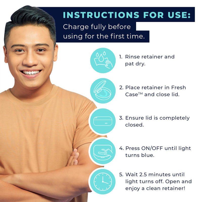 [Australia] - FRESH KNIGHT UVC Retainer Cleaner & Denture Cleaner - UV Retainer Case - Ideal for Invisalign & Mouth Guards - White UV Retainer Container - Convenient Travel Size Platinum UV 1 Box 