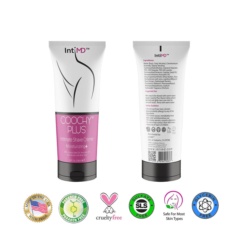 [Australia] - IntiMD COOCHY PLUS (2 Pack) Intimate Shave Cream Rash-Free With MOISTURIZING+ 8oz 8 Fl Oz (Pack of 2) 
