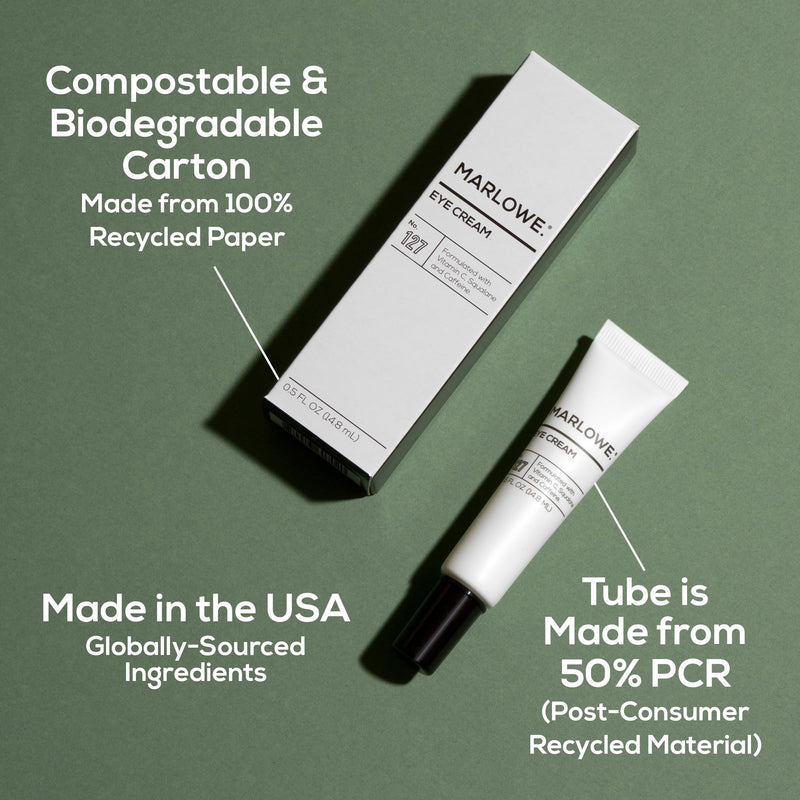 MARLOWE. Eye Cream for Dark Circles and Puffiness, Moisturizing, 0.5 oz | Eye Cream with Vitamin C and Caffeine helps brighten skin and reduce puffiness. Clean vegan, fragrance free.