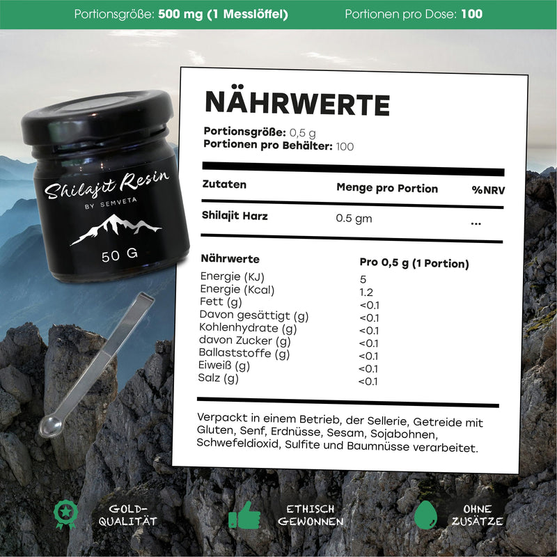 [Australia] - Semveta Original Altai Shilajit - 50g High-quality resin, 87+ minerals, fulvic acid - Heavy metal tested & cold water filtered - Natural - For vitality, clarity & immune system - 4 month supply 