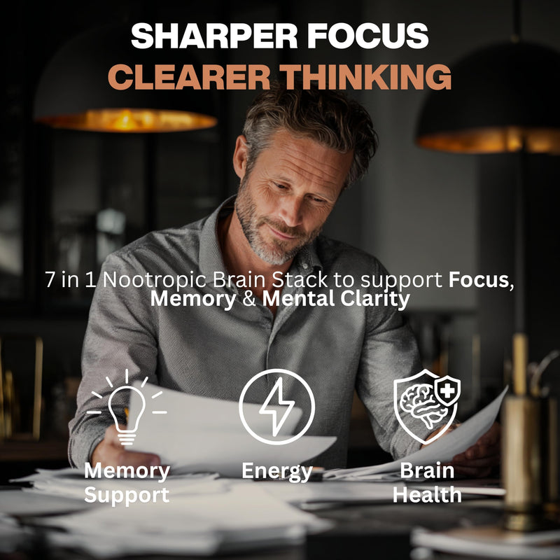 Neurofocus+ | 7-in-1 Brain Nootropic with Citicoline, Bacopa, Lion’s Mane, Rhodiola, L-Theanine, Phosphatidylserine & Coffee Fruit (Caffeine Free) - for Focus, Memory & Clarity