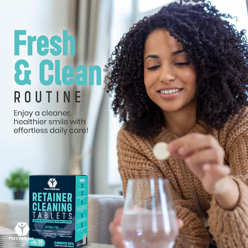 [Australia] - Mars Wellness Retainer Cleaner Tablets - 96 Count Denture Cleaning Tablets, Mouthguard Cleaner, Effectively Removes Odors and Stains, Fresh Oral Hygiene Solution 