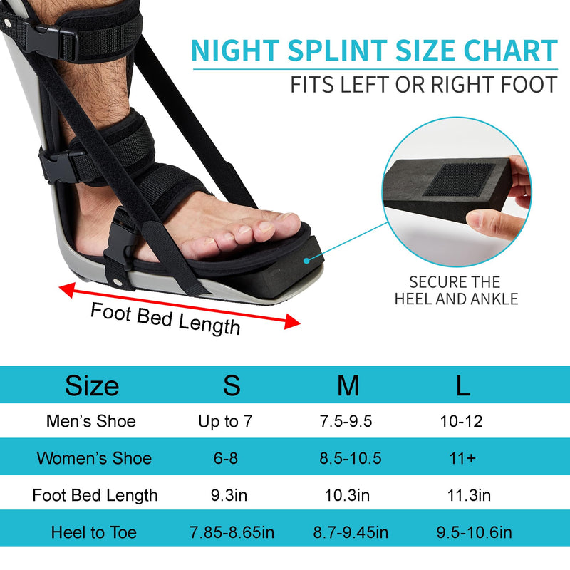 [Australia] - Medibot Sleeping Stretch Boot-Plantar Fasciitis Night Splint Leg Support Brace, Comfortable and Adjustable, Fits Right or Left Foot for Achilles Tendonitis, Heel, Bone Spurs, Calf Stretching(Medium) Medium 