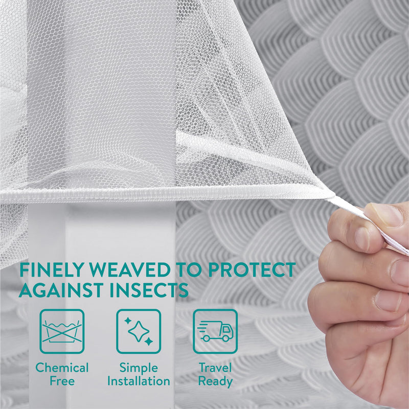 [Australia] - Navaris Mosquito Net for Crib - Safe Crib Netting Mesh - Baby Crib Cover w Easy Access Double Zip - Perfect for Travel & Home Use - Bug Protection for Nursery Playpen Bassinet 