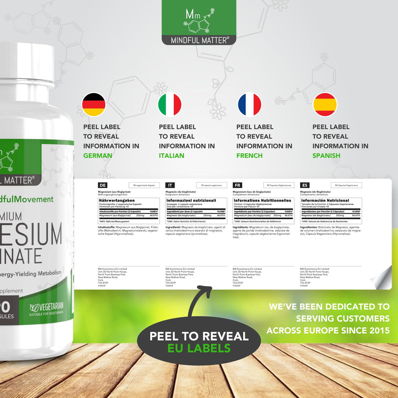 MM Magnesium Glycinate | 90 Magnesium Glycinate Sleep Supplements - 250mg per Serving | High Strength Bisglycinate Capsules | Non-GMO & Allergen Free | Made in The UK