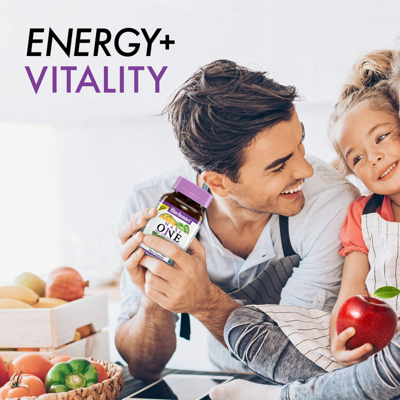 Bluebonnet Nutrition Maxi One (Iron-Free), Whole Food Multiple, Enzymes, Energy, Vitality, Gluten-Free, Kosher, Dairy-Free, Vegetarian Friendly, Soy-Free, Non-GMO, 60 Vegetable Capsule, 2 Month Supply | Energy; Non-GMO, Vegetarian, Kosher