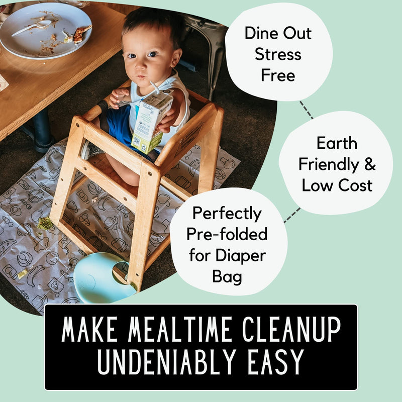 [Australia] - 30 Pack | Disposable Splat Mats | Biodegradable + Compostable | THEO'S MATS | Under Highchair Splat Mat for Floor | Baby Led Weaning Supplies | (THEO001) 30 Count (Splat Mats) 