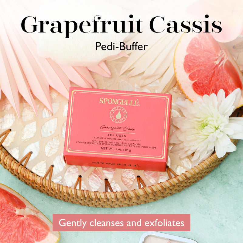 [Australia] - Spongelle Grapefruit Cassis Pedi Buffer, Body Scrubber and Refill Hand & Body Wash Bundle 