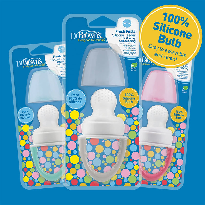 [Australia] - Dr. Brown's Fresh First Silicone Feeder, Mint & Grey, 2 Count 2 Pack, Mint & Gray 