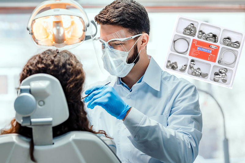 100Pcs Dental 35μm Sectional Contoured Metal Matrices 2 Rings to Fill Tooth