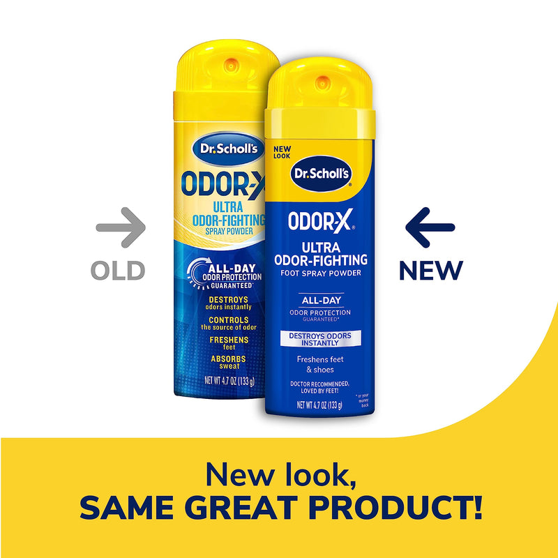 Dr. Scholl's ODOR-X FOOT ODOR PROBIOTIC SPRAY, 4 oz // Immediately Eliminates The Worst Odors & ODOR-X ULTRA ODOR-FIGHTING SPRAY POWDER, 4.7 oz // Destroys Odors Instantly