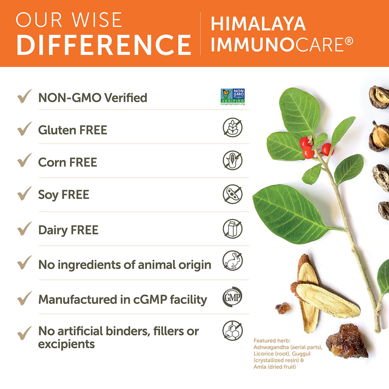 [Australia] - Himalaya ImmunoCare - Herbal Immune Support Supplement with Ashwagandha and Amla - Vegan, Non-GMO, Gluten Free, 840 mg, 120 Capsules 120 Count (Pack of 1) 