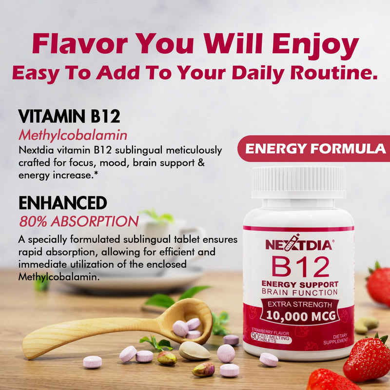 Vitamin B12 10,000 mcg Sublingual, Methylcobalamin, Sugar Free,180 Servings | Methylated Vitamin B12 Sublingual for Energy Boost, Metabolism, Blood Cell Function, Methylation, Vegan, No-GMO Fast Dissolve 90 Count (Pack of 2)