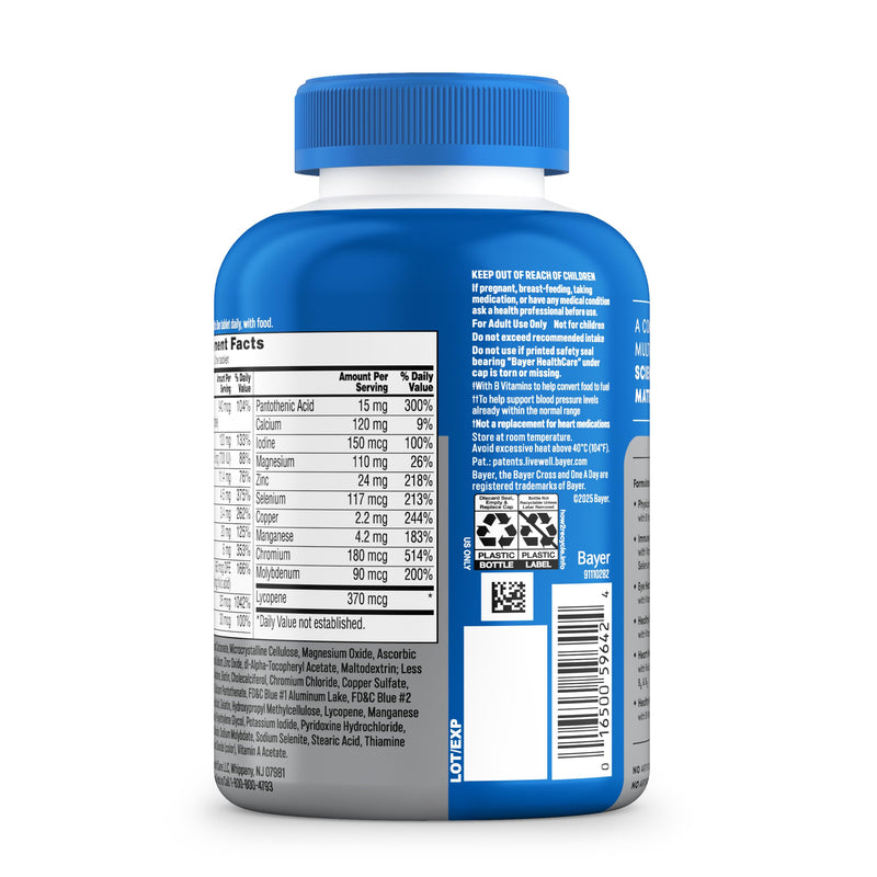 One A Day Men’s 50+ Healthy Advantage Multivitamin, Multivitamin for Men with Vitamins A, C, E, B6, B12, Calcium and Vitamin D, Tablet, 200 Count (Pack of 1)