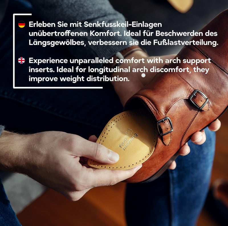 [Australia] - Foot Morning Fallen arch wedge - arch support for women and men - orthopedic wedge insole made of sheep leather and foam rubber - self-adhesive profiled metatarsal wedge shoe insole (41-43 EUR) men / EUR 41-43 