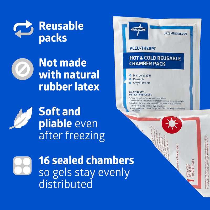 Medline Accu-Therm Gel Wrap Ankle Set, 1 Wrap, 2 Gel Wrap Packs for Ankle