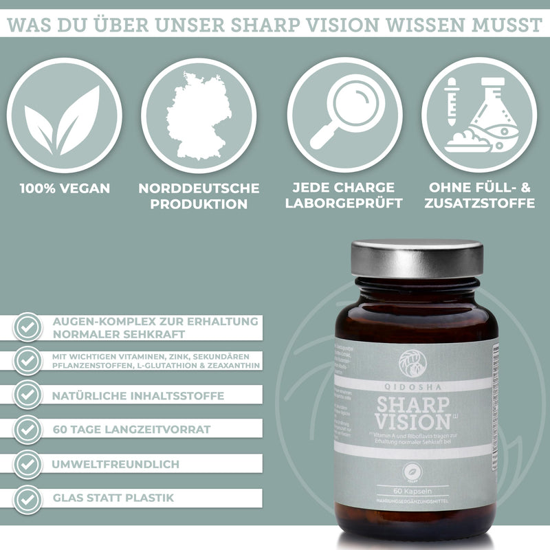 [Australia] - QIDOSHA® Sharp Vision eye capsules for prevention, with anthocyanidins, beta-carotene, vitamin A, C, B1, B2, B3, E plus zinc, glutathione, zeaxanthin and lutein, 60 capsules, eye vitamins, eye complex 