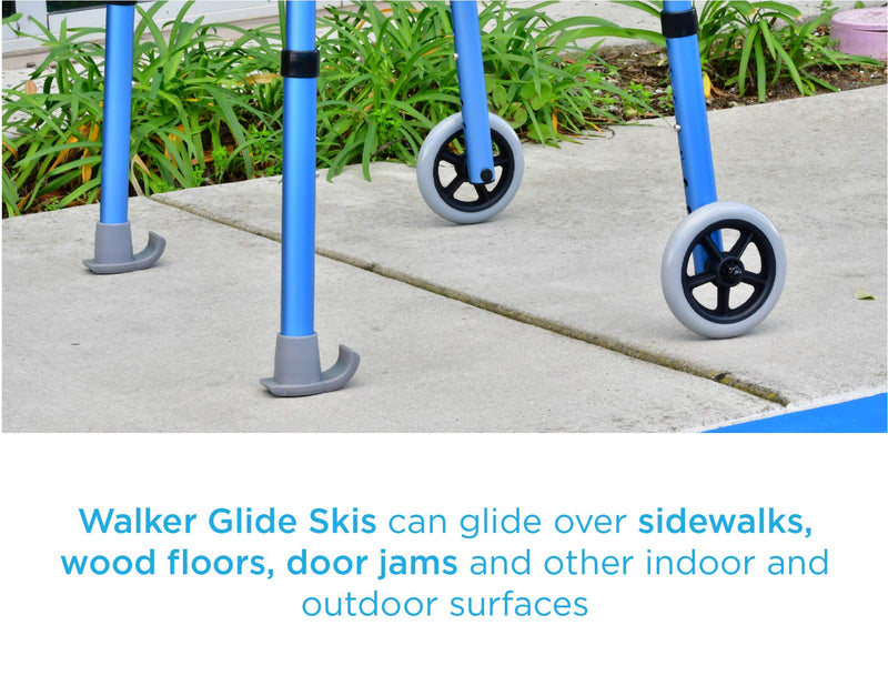 [Australia] - NOVA Medical Products Walker Glide Skis, Universal Fit, One Pair, Gray 