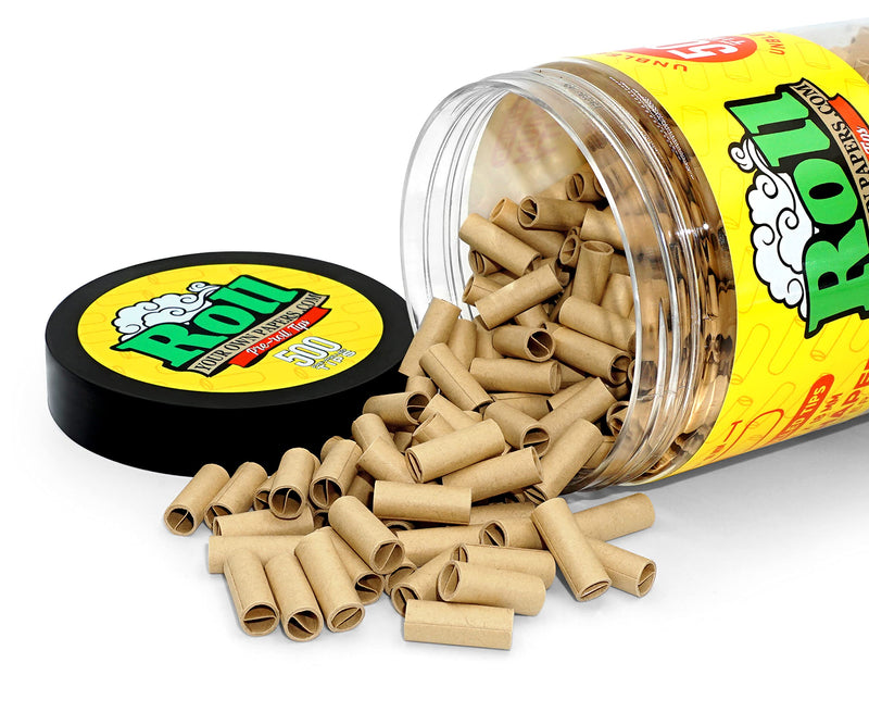 [Australia] - Natural Unbleached Pre-Rolled Filter Tips, Ø8mm - Bottle of 500 Tips ⌀ 8 MM TIPS (500 PCS) 