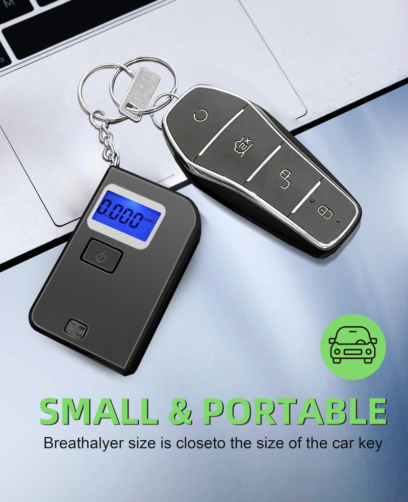 [Australia] - Breathalyzer Keychain, Professional-Grade High Accuracy Alcohol Tester, Portable Breathalyzer with LCD Digital Display for Home Use(5 Mouthpieces) 