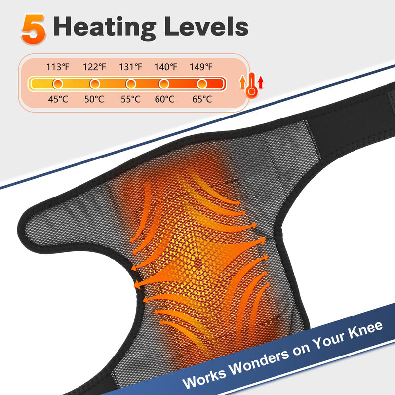 Cordless Knee Massager for Pain Relief, Knee Heating Pad for Knee Pain, Knee Massager with Heat, Heated Knee Massager, Newly 4 Powerful Motors, 5 Heats and 5 Massage Modes