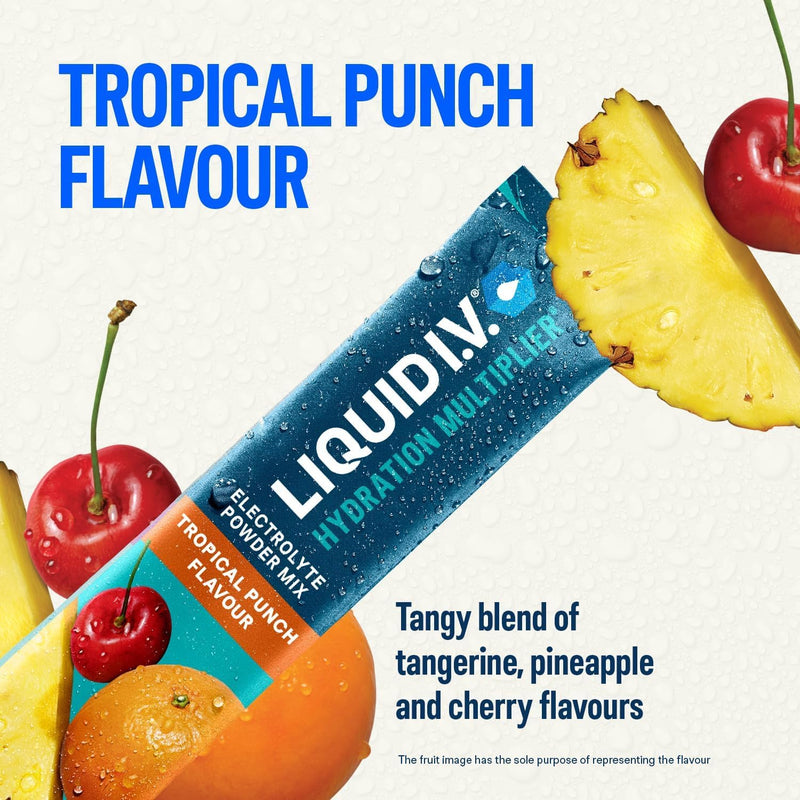 Liquid I.V. Hydration Multiplier Electrolyte Powder Pack, Lemon Lime & Tropical Punch, Electrolytes with 7 Vitamins & Minerals for Fast Hydration & Energy, Vegan and Gluten Free, 12 Sachet Sticks