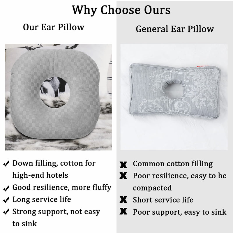 [Australia] - Ear Piercing Pillow for Side Sleepers with an Ear Hole for CNH and Ear Pain Ear Inflammation Pressure Sores, Cotton O-Shaped Side Sleeping Pillow, Ear Guard Pillow Gray 