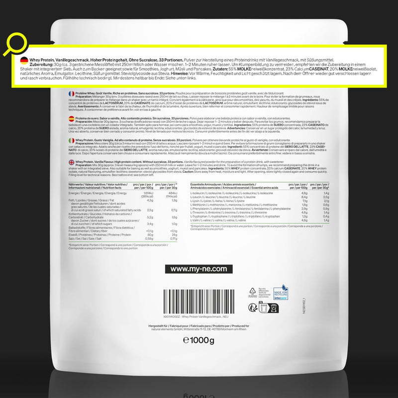 [Australia] - Whey protein powder - vanilla - 1kg - 24g protein per serving - not too sweet, only natural flavors - high dosage - produced in Germany & laboratory tested 