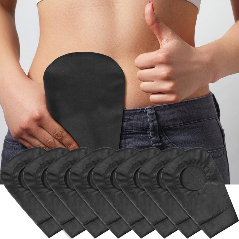 [Australia] - 8 Pcs Black Ostomy Bag Cover Colostomy Bag Covers Odor Control Stretchy Bag Cover Washable Pouch Liner for Women Men Lightweight Care Protector Protective Bag 