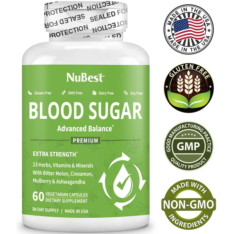[Australia] - NuBest Blood Sugar - Advanced Formula with Bitter Melon, Ashwagandha, Cinnamon, Chromium, Magnesium, Vitamins, Alpha Lipoic Acid, Cayenne Pepper & More - Pack 1 