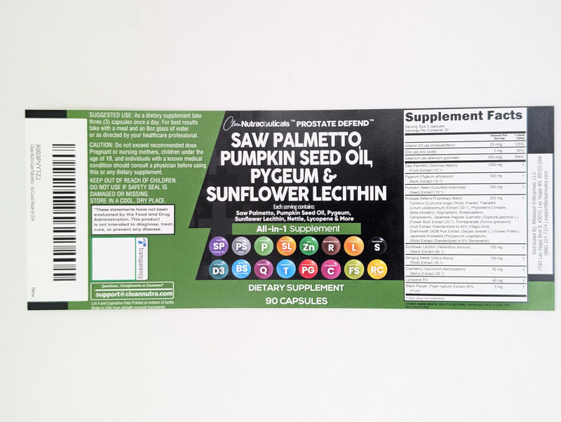 [Australia] - Clean Nutraceuticals Saw Palmetto Pumpkin Seed Oil Pygeum Sunflower Lecithin Stinging Nettle Cranberry - Prostate Supplements for Men with Lycopene - 90 Caps 
