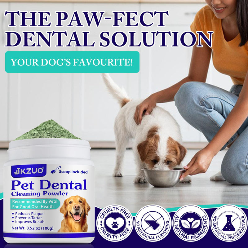 Dog Dental Powder - Dog Teeth Cleaning Powder - Dog Dental Care - Targets Tartar & Reduces Plaque & Bad Breath - Teeth Cleaning Made Easy Eliminate - Formulated for Small, Medium, Large Dogs - PawsPlanet Australia