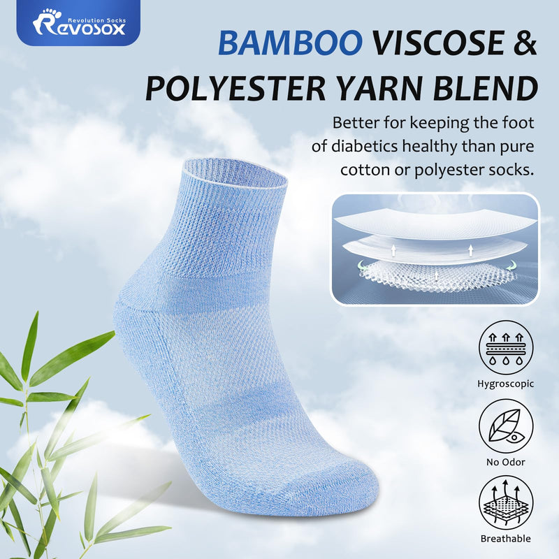 [Australia] - Diabetic Socks for Men Women,5 Pairs Bamboo Diabetic Ankle Socks for Women,Non-Binding Diabetic Socks Purple/Skyblue/White/Turquoise/Pink Large 