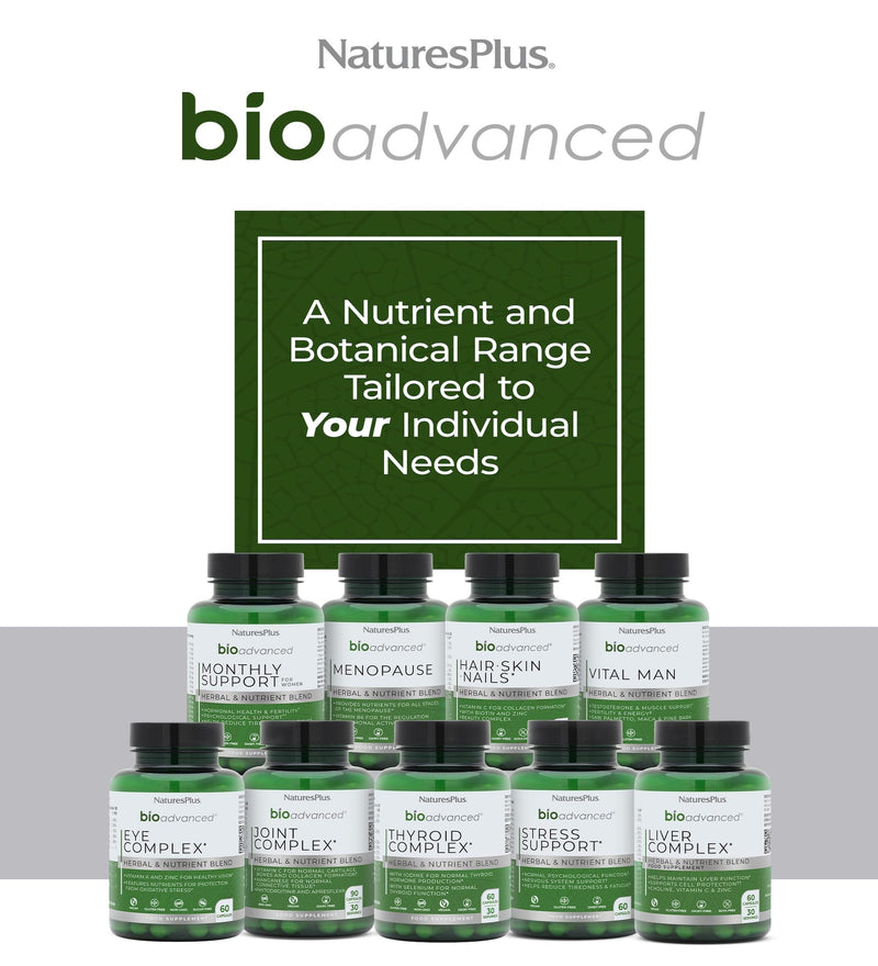NaturesPlus Bio Advanced Joint Complex - Joints Supplement, Phytodroitin, Vegan Glucosamine, Apres Flex Boswellia, Hyaluronic Acid, MSM, Vitamin C, Manganese - Vegan - 90 Capsules