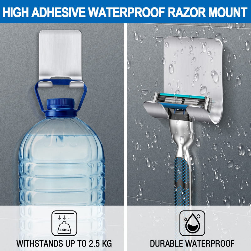 [Australia] - JatilEr Razor Holder Shower Silver Pack of 4, Razor Holder Shower No Drilling, Razor Holder Shower Stainless Steel 304, Shaving Holder Wall Scratch-Resistant, Razor Holder Self-Adhesive Smooth Edges 