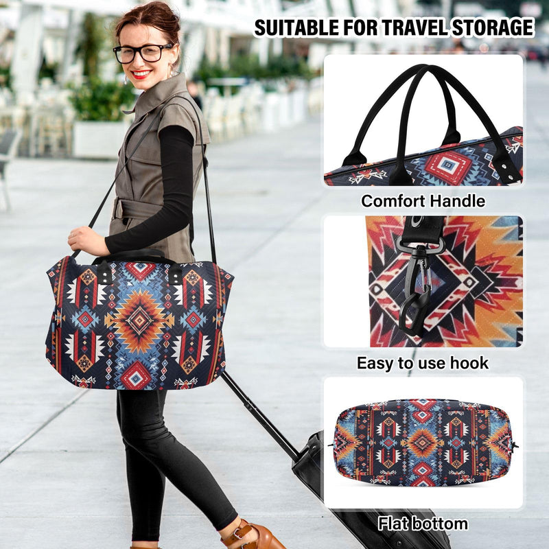 Kigai Native American Tapestry Patterns Travel Duffel Bags 2PCS,Sports Duffel Bags for Men Women,Weekender Overnight Bag Gym Tote Bag with Toiletry Bag