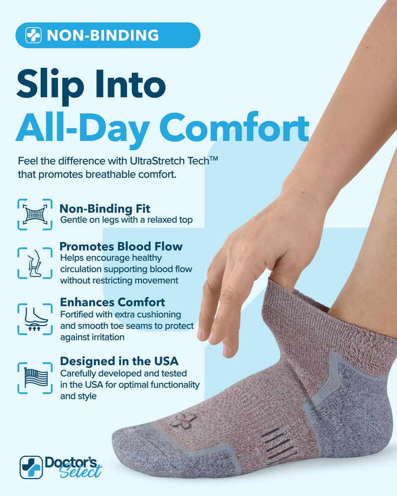 [Australia] - Doctor's Select Bamboo Viscose Ankle Diabetic Socks for Women & Men - 6 Pairs Viscose Bamboo Socks Woman, Low Cut Non Binding Black/Aqua/Blue/Maroon/Light Yellow/Orange - 6 Pairs Large 