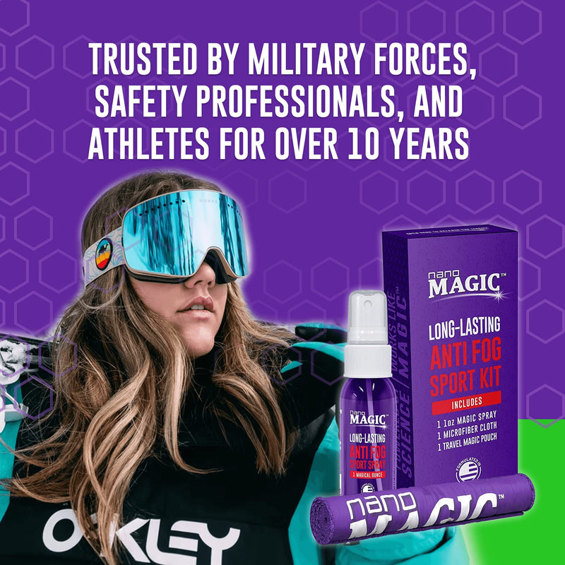 [Australia] - Anti Fog Sport Spray 1 oz Travel Kit, Eyeglasses, Sunglasses, Goggles, Face Shield, Sports, Moisture-Repelling Nano Coating, No Streaks, Microfiber Cloth & Spray Glass, Professional Grade 