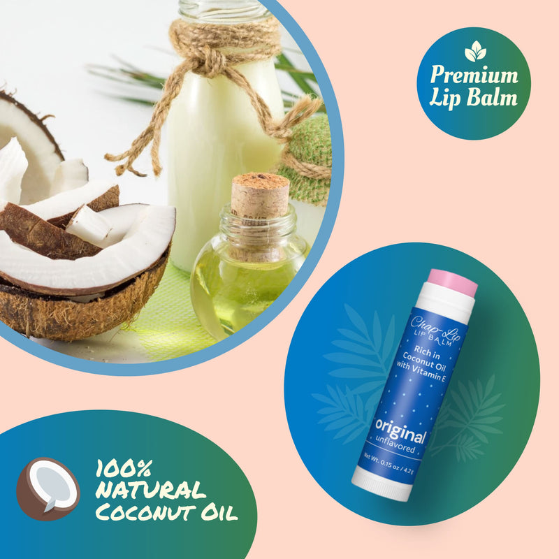 Chap-Lip Lip Balm Rich in Coconut Oil & Vitamin E - Moisturizing, Ultra Conditioning & Hydrating - Total Lip Moisturizer & Lip Therapy Treatment - Happy Holidays 6 Flavor Assortment, 48 Count Holiday Edition