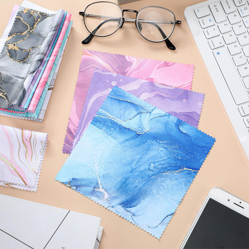 [Australia] - Sinmoe 20 Pcs Microfiber Cleaning Cloth Cute Marble Design Microfiber Cloth Soft Gifts Multicolor Glasses Cleaner Wipes for Eyeglasses Camera Lens Cell Phone Screens Glasses, 6 x 6 Inches 