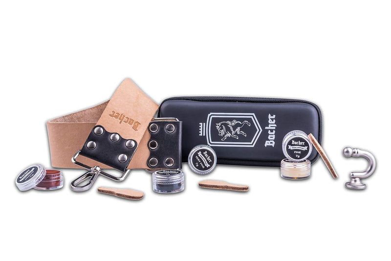 [Australia] - BACHER Premium leather strop for sharpening razors set with polishing paste for strops (REGULAR: 56.5x5 cm) - Accessories for razors Barber Regular: 56.5x5 cm 