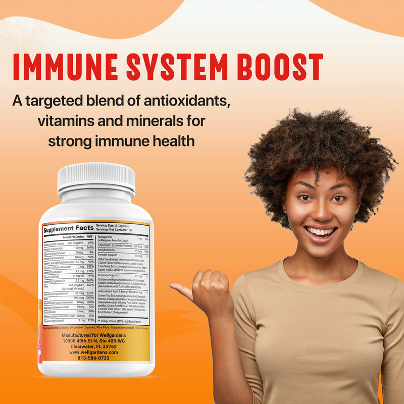 100% Pure Womens Multivitamin for Hair Growth + Complete Vitamins for Women – Biotin, Zinc, Antioxidants – Supports Skin, Energy, Immune Health – Made in USA – 60 Capsules (Pack of 2) 60 Count (Pack of 2)
