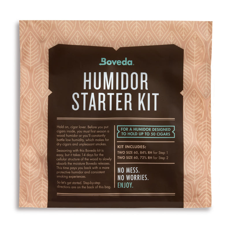 [Australia] - Boveda Humidor Starter Kit Bundle: Season a Wood Humidor Plus Maintain Humidity with 2-Way Humidity Control | Includes (2) Each Size 60 Boveda 84% RH & 72% RH | 1-Count Small 
