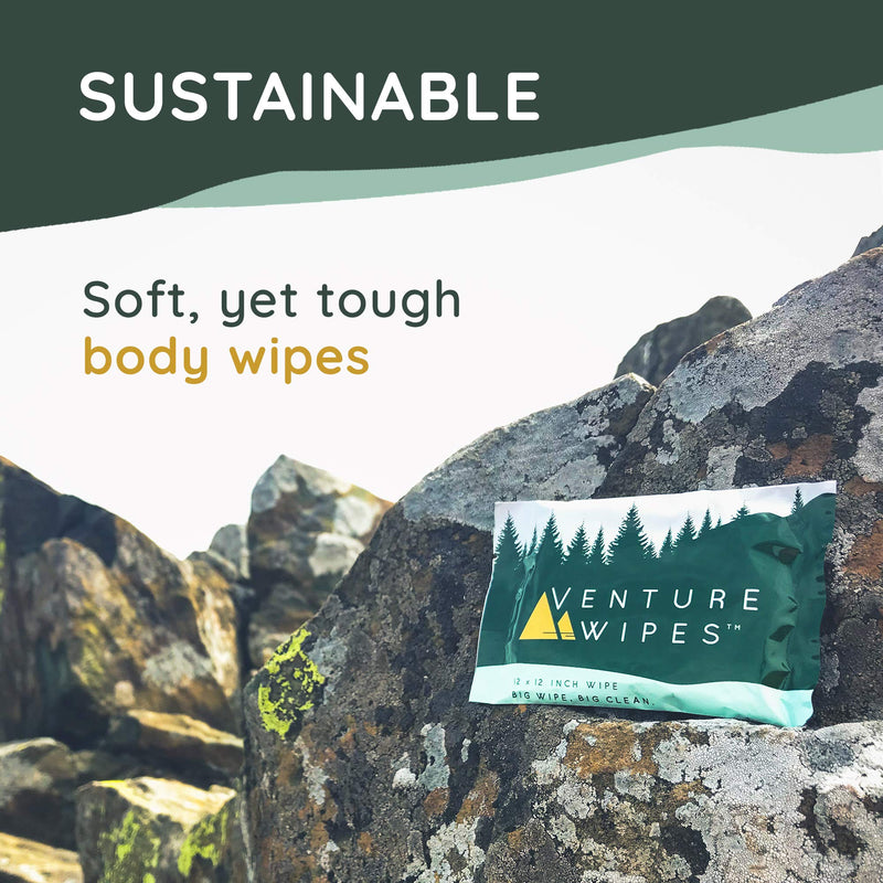 [Australia] - Venture Wipes Tea Tree Oil Body Wipes - Adventure Wipes for Adults - Biodegradable Cleansing Wipes with Aloe and Vitamin E - Camping Essentials - Individually Wrapped Body Wipes - 25 Count Bag 