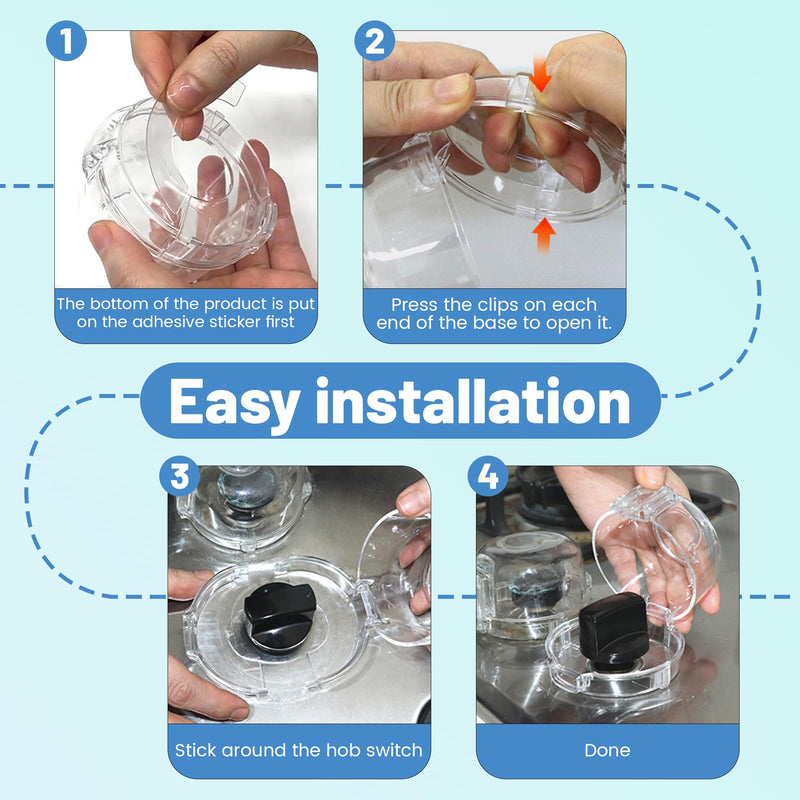 [Australia] - Stove Knob Safety Covers for Child Baby Proofing Kitchen Oven Knob Locks Universal Gas Burners Childproofing (5-Pack) White - Transparent 