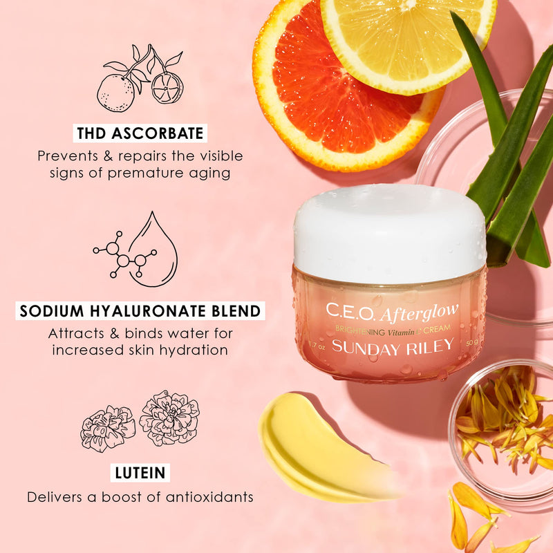 Sunday Riley C.E.O. Afterglow Brightening Vitamin C Cream Face Moisturizer 1.7 Fl Oz (Pack of 1)